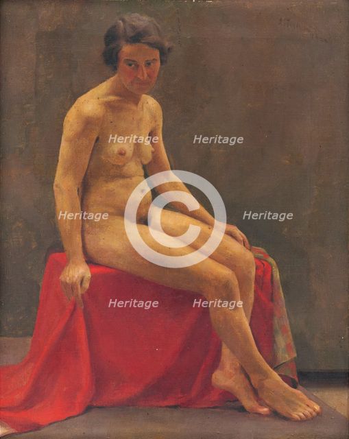 Seated nude, 1920. Creator: Ladislav Treskon.