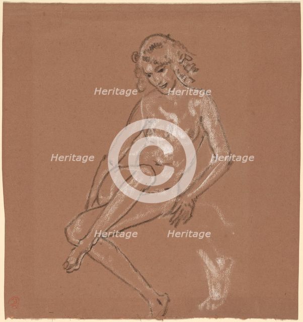 Seated Nude and a Foot, probably 1920. Creator: Arthur Davies.