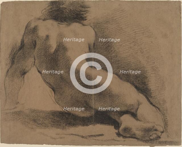 Seated Nude Boy Seen from the Back. Creator: Guercino.
