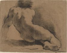 Seated Nude Boy Seen from the Back. Creator: Guercino