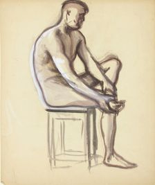 Seated nude, sketch, c1910s. Creator: Verner Thome