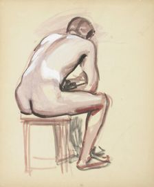 Seated nude, sketch, c1910s. Creator: Verner Thome