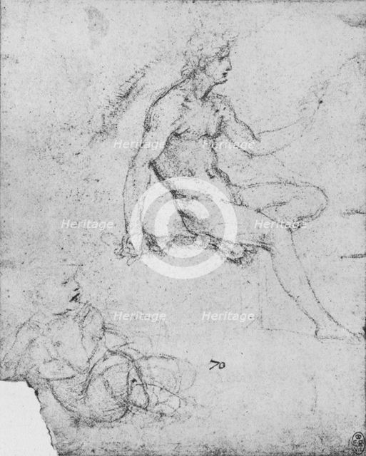 'Seated Nude with Child with Lamb', c1480 (1945). Artist: Leonardo da Vinci.