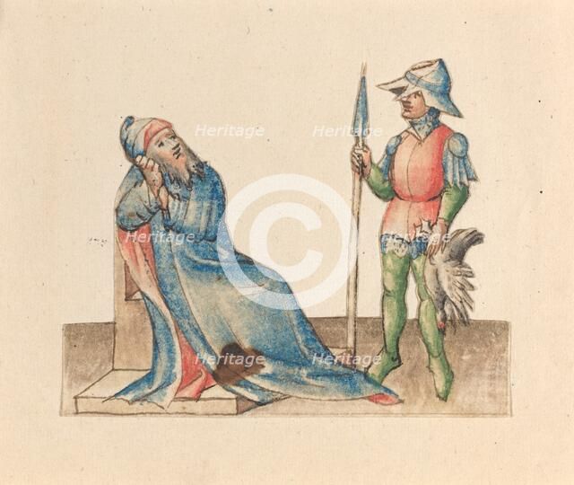 Seated Old Man and Standing Soldier, c. 1420/1430. Creator: Unknown.