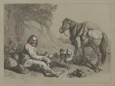 Seated Old Man about to Drink from a Gourd, c. 1763. Creator: Francesco Londonio