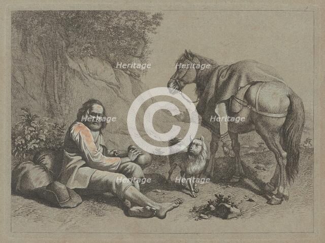 Seated Old Man about to Drink from a Gourd, c. 1763. Creator: Francesco Londonio.