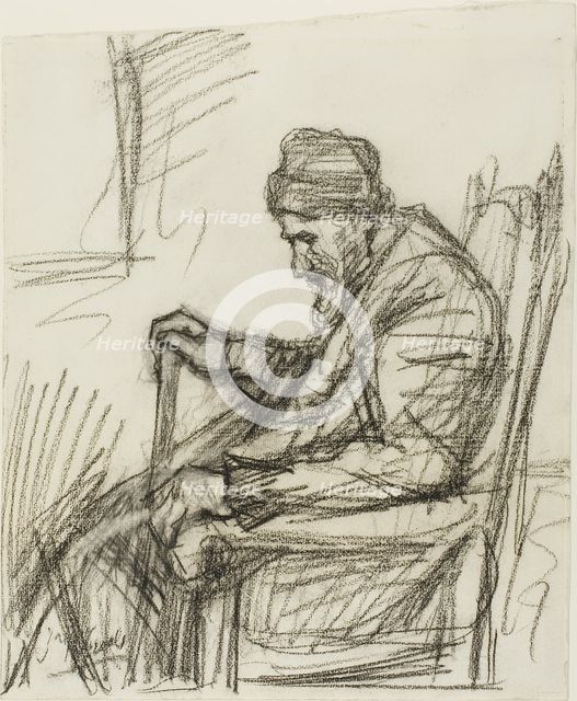 Seated Old Man, c.1895. Creator: Jozef Israels.