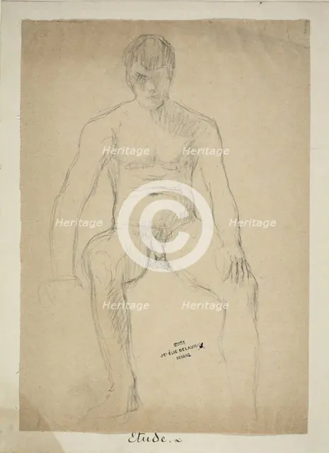 Seated Academic Nude, 1850/60. Creator: Jules Elie Delaunay.