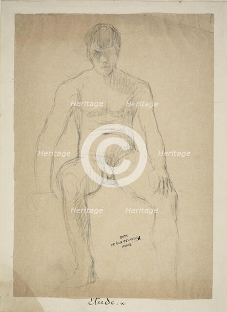 Seated Academic Nude, 1850/60. Creator: Jules Elie Delaunay.