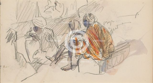 Seated Algerians, 1922.  Creator: Marius Bauer.