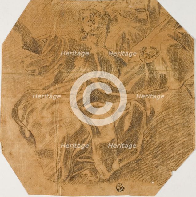 Seated Allegorical Female Figure, n.d. Creator: Lorenzo De Ferrari.