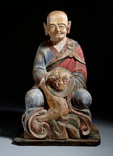 Seated Arhat (Nahan), Probably Bhadra (Palt'ara) with a Tiger, 19th century. Creator: Unknown