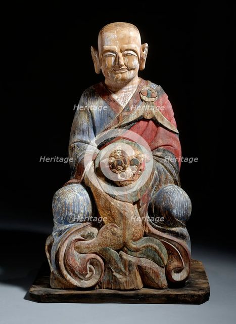 Seated Arhat (Nahan), Probably Bhadra (Palt'ara) with a Tiger, 19th century. Creator: Unknown.