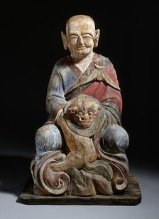 Seated Arhat (Nahan), Probably Bhadra (Palt'ara) with a Tiger, 19th century. Creator: Unknown