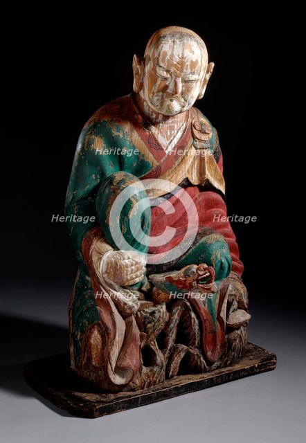 Seated Arhat (Nahan), Probably Panthaka (Pant'aga) with a Dragon, 19th century. Creator: Unknown.