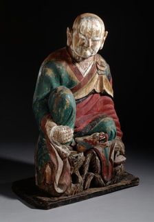 Seated Arhat (Nahan), Probably Panthaka (Pant'aga) with a Dragon, 19th century. Creator: Unknown