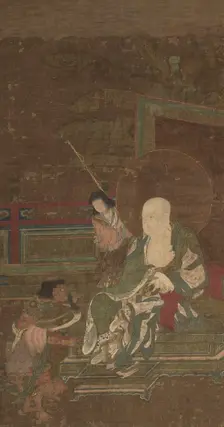 Seated Arhat with Two Attendants, late 1200s. Creator: Unknown