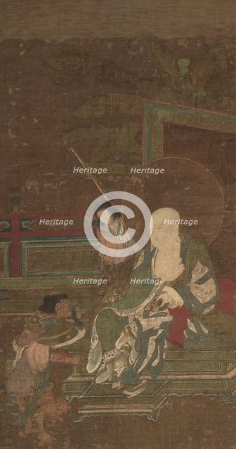 Seated Arhat with Two Attendants, late 1200s. Creator: Unknown.