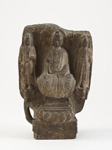 Seated Buddha with bodhisattvas (fragment), Sui dynasty, 581-618. Creator: Unknown