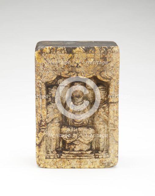 Seated Buddha with bodhisattvas (obverse); Seated Buddha..., (reverse), Period of Division, 548 CE. Creator: Unknown.