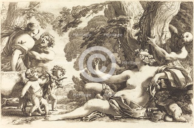 Seated Bacchante with Children, 1650s. Creator: Michel Dorigny.