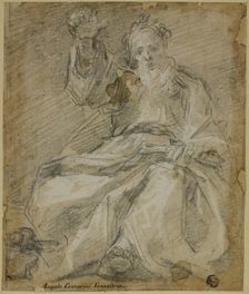 Seated Bearded Figure (Prophet?), c. 1591. Creator: Ferrau Fenzoni