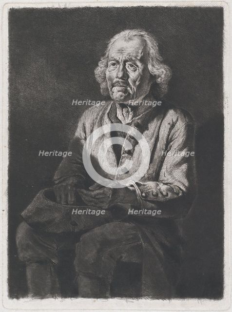 Seated Beggar: Portrait of Old Girard, a Peasant from Chasselay, 1772. Creator: Jean-Jacques de Boissieu.