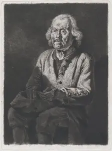 Seated Beggar: Portrait of Old Girard, a Peasant from Chasselay, 1772. Creator: Jean-Jacques de Boissieu