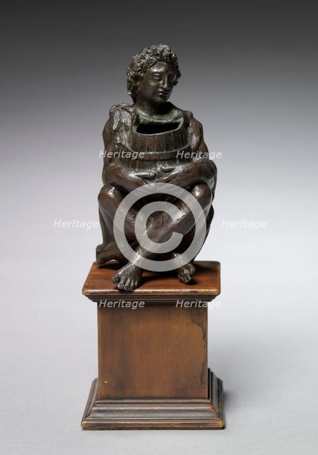Seated Boy Clothed with Goat Skins Holding an Open Barrel, c. 1525. Creator: Unknown.