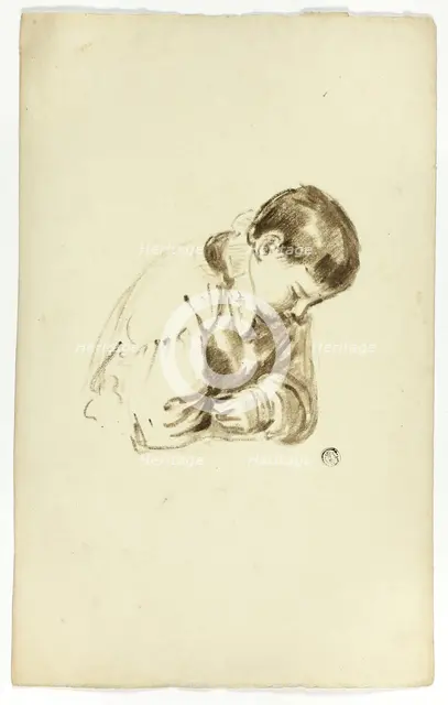 Seated Boy, Half-Length, c. 1830. Creators: Thomas Jones Barker, Thomas Barker.