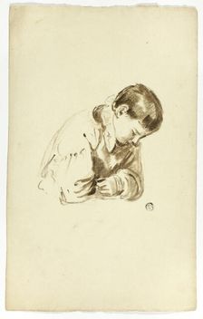 Seated Boy, Half-Length, c. 1830. Creators: Thomas Jones Barker, Thomas Barker