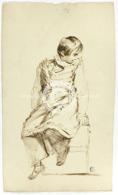 Seated Boy, Looking Sideways, c. 1830. Creators: Thomas Jones Barker, Thomas Barker.