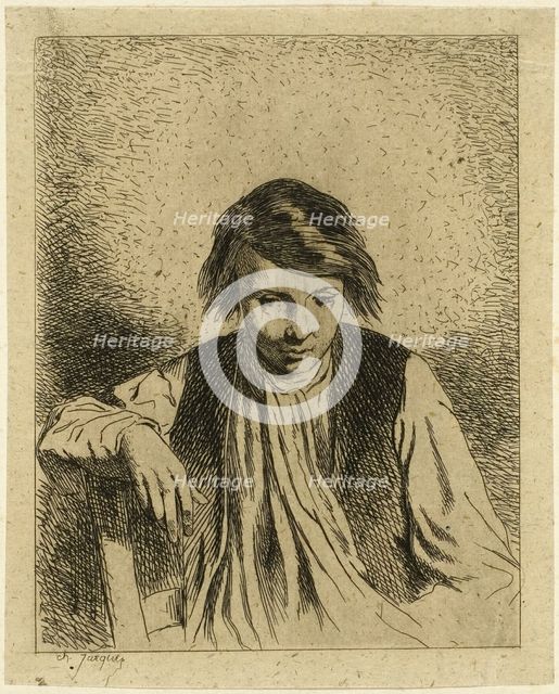 Seated Boy, n.d. Creator: Charles Emile Jacque.
