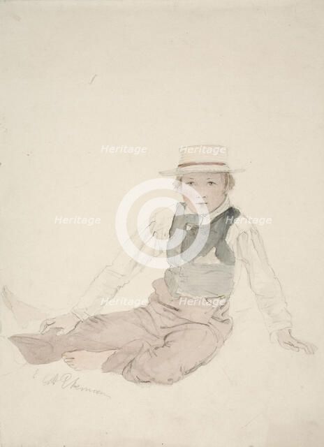 Seated boy, Norrby-Kalle, 1853. Creator: Karl Anders Ekman.