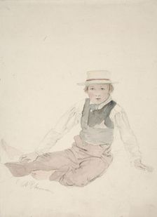 Seated boy, Norrby-Kalle, 1853. Creator: Karl Anders Ekman