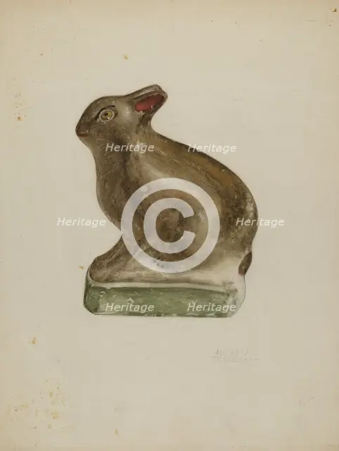 Seated Chalkware Rabbit, c. 1939. Creator: Andrew Topolosky.