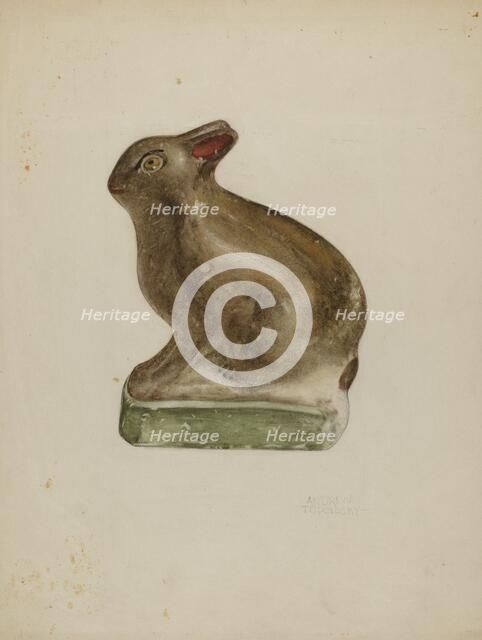 Seated Chalkware Rabbit, c. 1939. Creator: Andrew Topolosky.