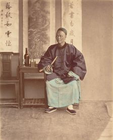 [Seated Chinese Woman with Fan], 1870s. Creator: Baron Raimund von Stillfried
