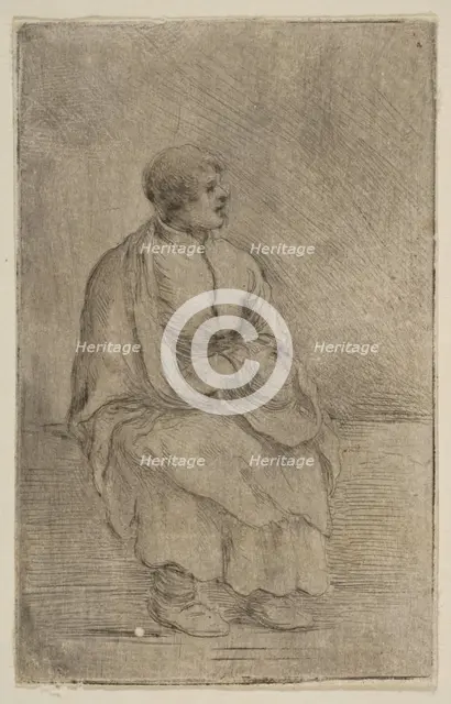 Seated Ecclesiastic, ca. 1662. Creator: Stefano della Bella.