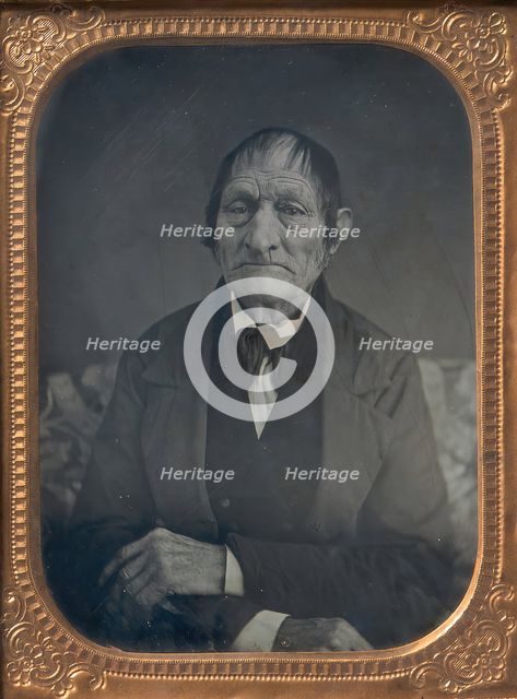Seated Elderly Man with Arms Crossed, 1850s. Creator: Unknown.