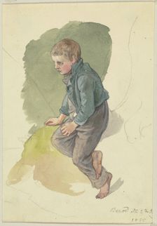 Seated farm boy from Berod, 1835. Creator: Jakob Becker
