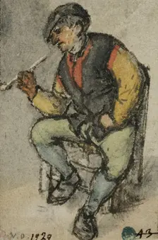 Seated farmer smoking a pipe. Creator: Adriaen van Ostade