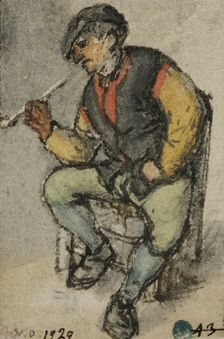 Seated farmer smoking a pipe. Creator: Adriaen van Ostade