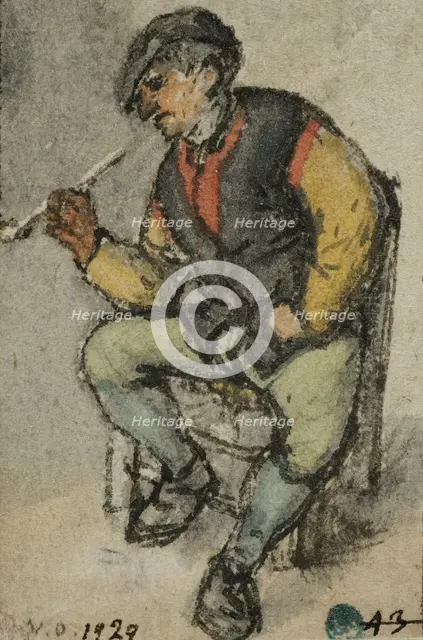 Seated farmer smoking a pipe. Creator: Adriaen van Ostade.
