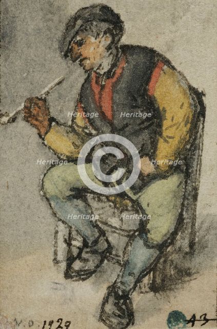 Seated farmer smoking a pipe. Creator: Adriaen van Ostade.