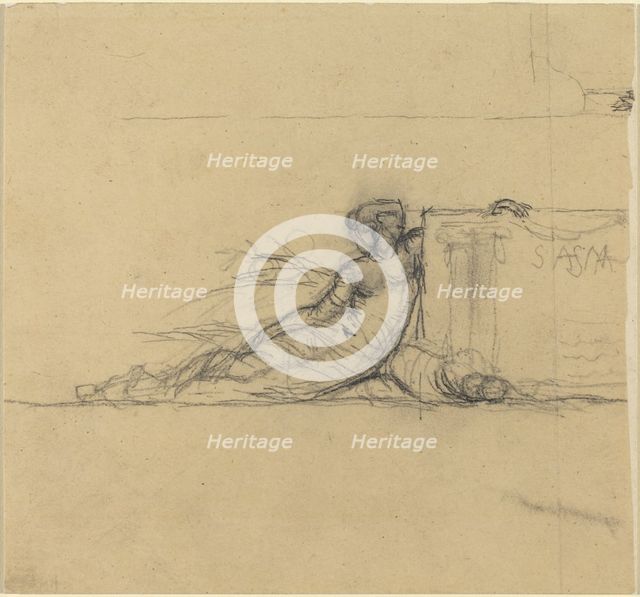 Seated Female Figure for "San Francisco", probably c. 1856. Creator: Charles Meryon.