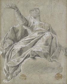Seated female figure on a cloud, gazing upwards, 1600-1675