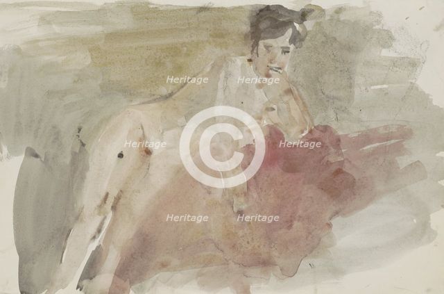 Seated Female Nude, 1875-1934. Creator: Isaac Lazerus Israels.