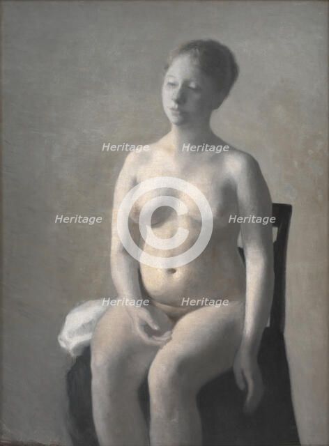 Seated Female Nude, 1889. Creator: Vilhelm Hammershøi.