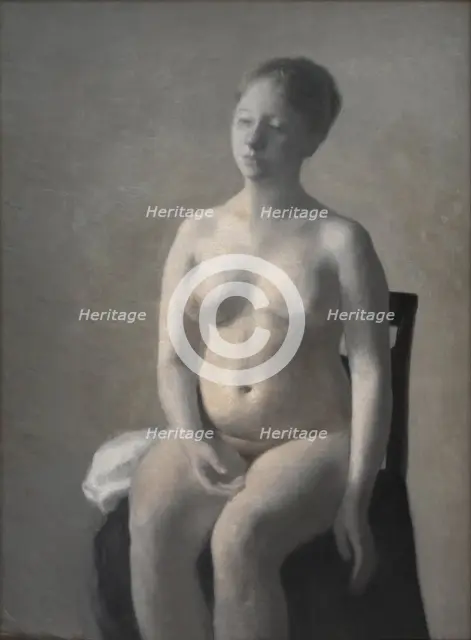 Seated Female Nude , 1889. Creator: Hammershøi, Vilhelm (1864-1916).